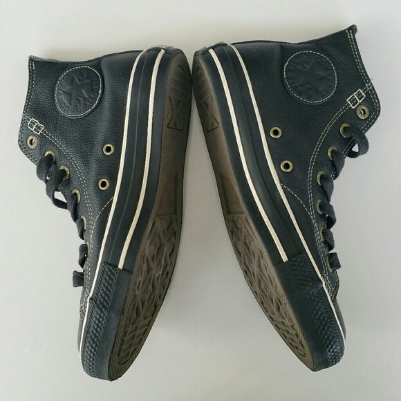 Women's/Men's HOST PICK☆Black Leather Converse All Star Sneakers - Picture 3 of 7